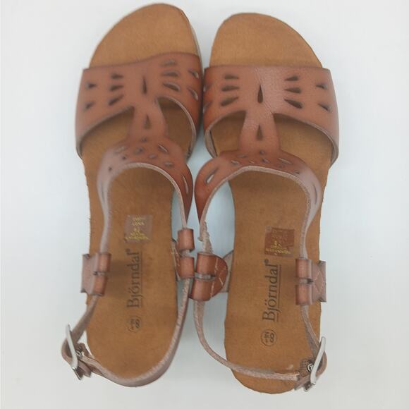 Bjorndal Luna Comfort Vegan Leather Wedge Boho Sandals Brown Size 8.5 NWOB - Picture 10 of 11